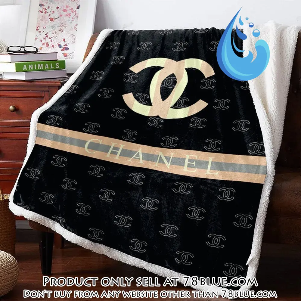Chanel yellow logo black luxury brand premium blanket fleece home decor 78b5642375